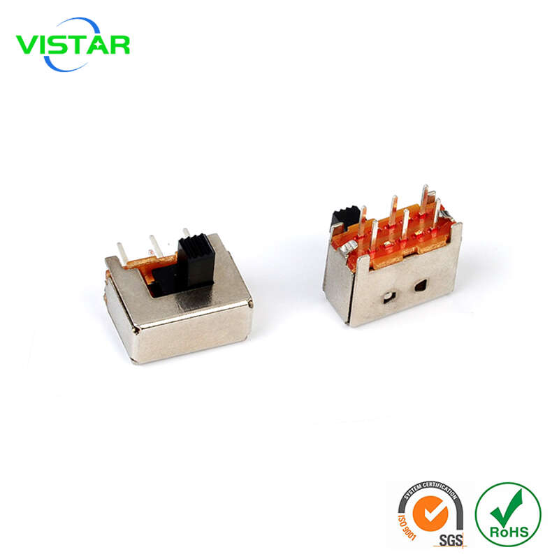 6 pin DIP Slide switch 90° 2P2T 两档拨动开关2p2t卧式滑动开关SK-22H02