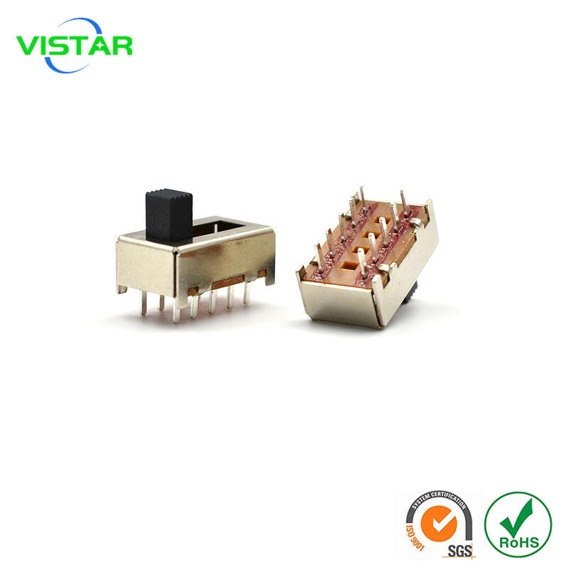 10 pin 2p4t slide switch 180° 10脚四档拨动开关立式4档滑动开关
