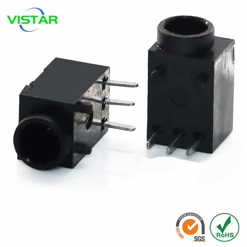 Right-angled DC power jack dip 3 pin ∅ 1.0mm
