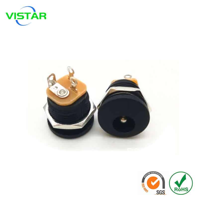 DC JACK CONNECTOR DC电源插座5521 DC-022 5.5*2.1 2.5 DC插座带螺母阻燃