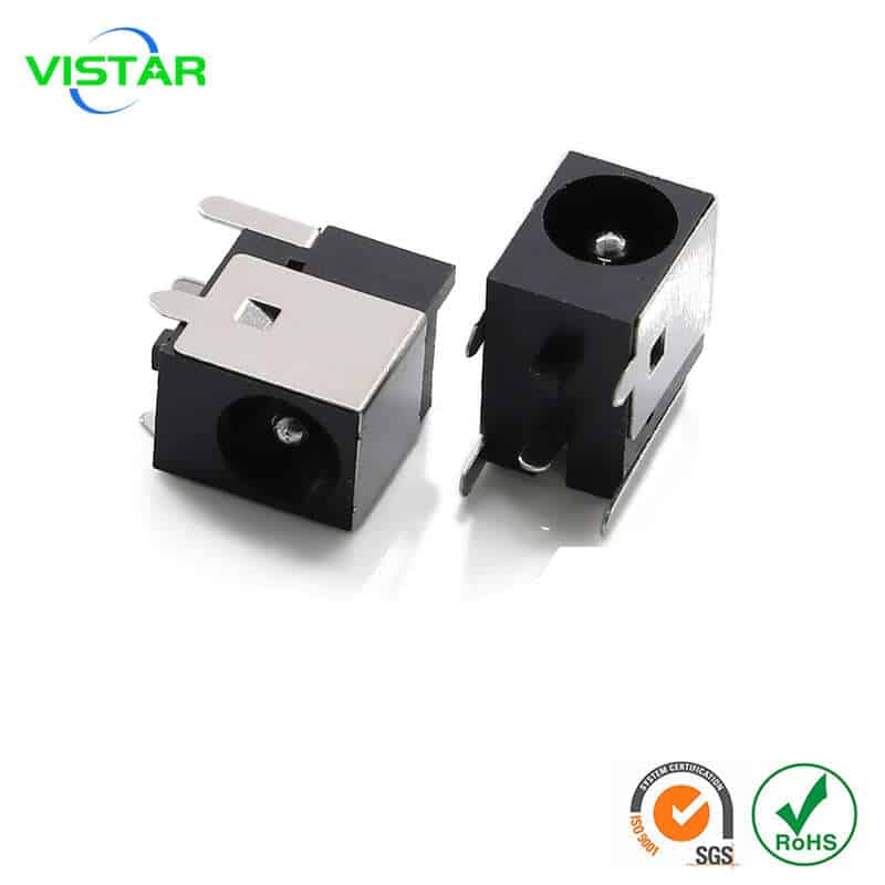 Right-angle dc power connectors 五脚卧式带柱DC电源插座半包5.5*2.5mm圆针