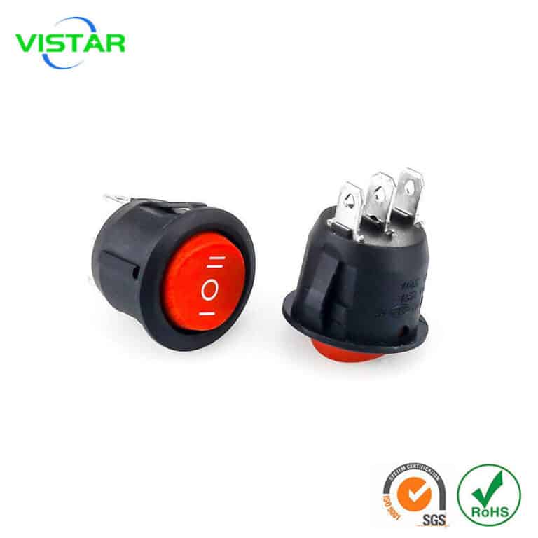 round rocker switch red button