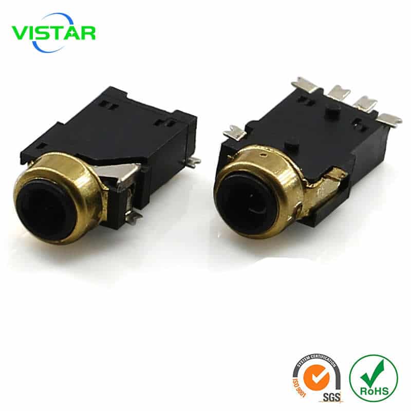 2.5mm audio jack connector 6 pin SMT right angle