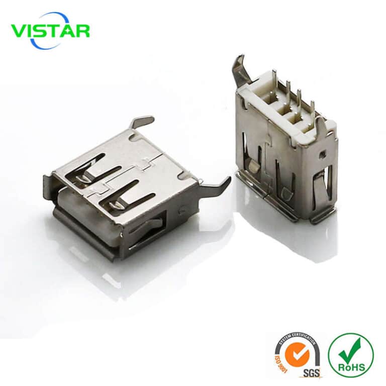 Usb female connector dip vertical usb2.0立插母座弯脚大电流高13.7mm卷边白胶4p加宽母头