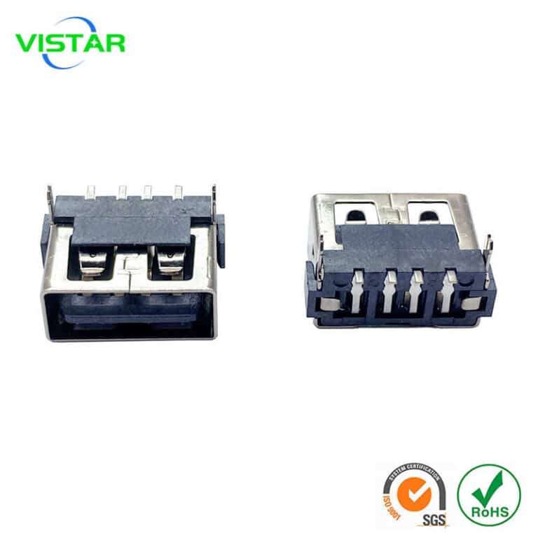 female USB connector short 90°SMT On board 6.47 L=10.0 LCP