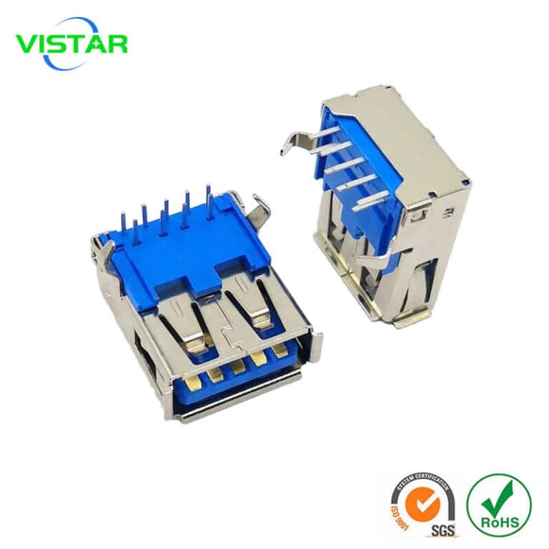 usb 3.0 type-a female connector usb3.0母座USB连接器板上母座90度插板壳母座