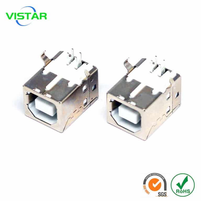 USB B connector right angle USB B母连接器BF 90度弯脚 打印机B型方型插座