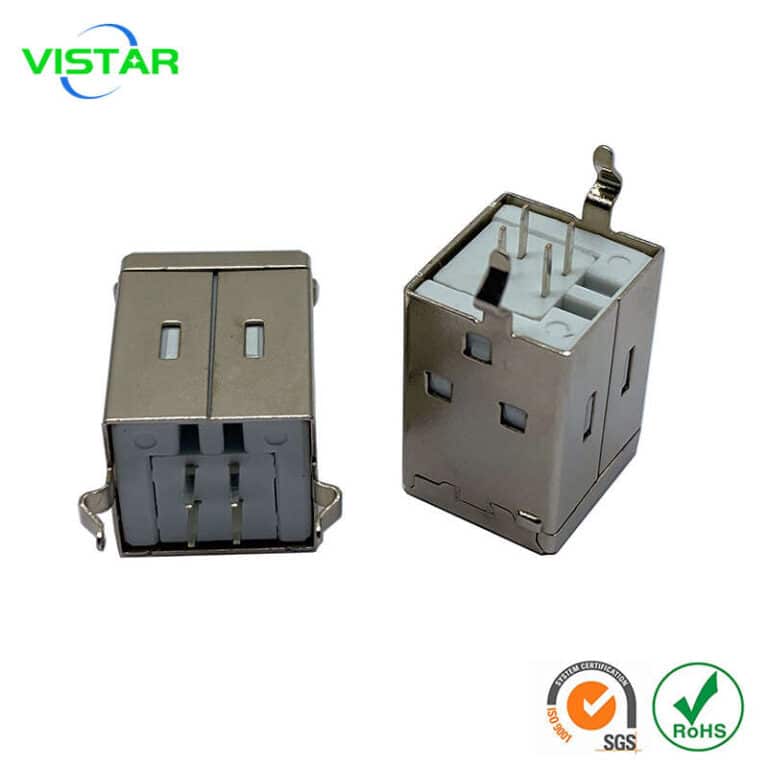 B USB connector Female DIP 180°USB B型母座180度立式弯脚