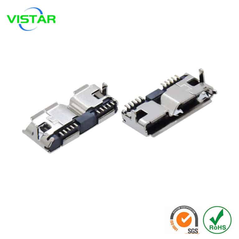 Micro USB 3.0 Connector Female SMT usb micro3.0母座10p接口 MICRO3.0插座10P卷边