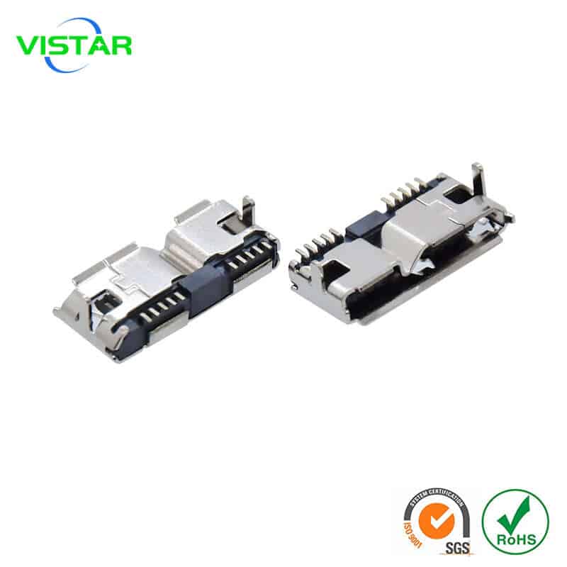 Micro USB 3.0 Connector Female SMT usb micro3.0母座10p接口 MICRO3.0插座10P卷边