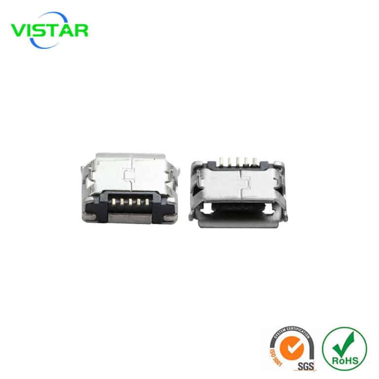 Micro usb type-b female connector