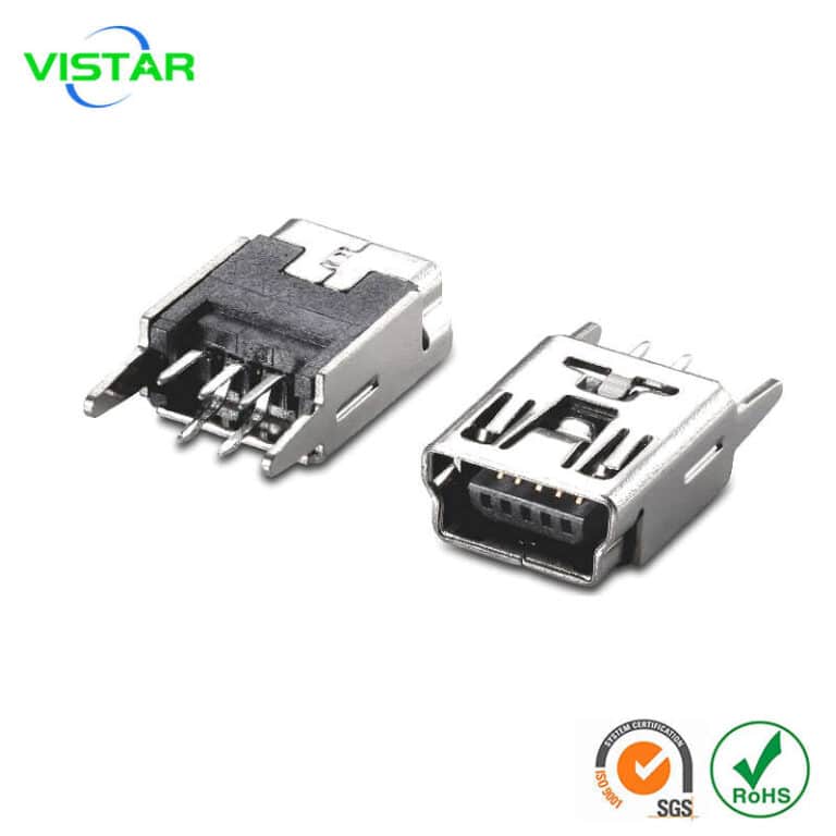 mini B usb connector dip vertical USB MINI 5P直插母座连接器 mini USB母座