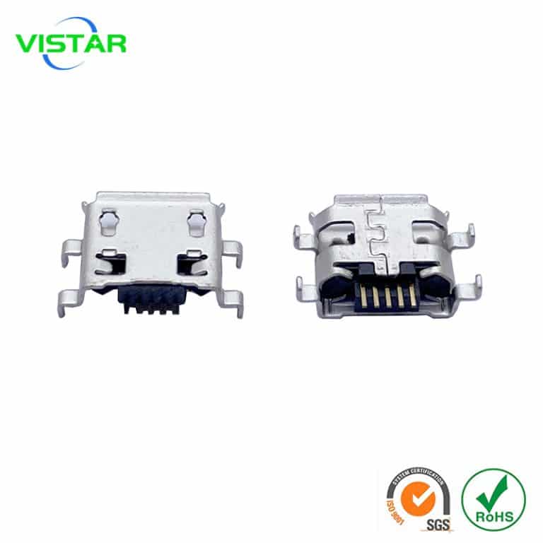 Micro USB 5p connector drop-in 90°