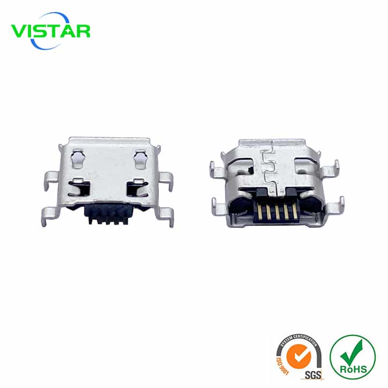 Micro USB 5p connector drop-in 90°